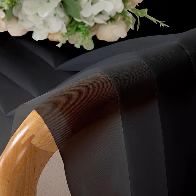 Aiyufeng 2 Panels Black Sheer Valance 14 Inch Length, Short Black Sheer Curtains - Image 4