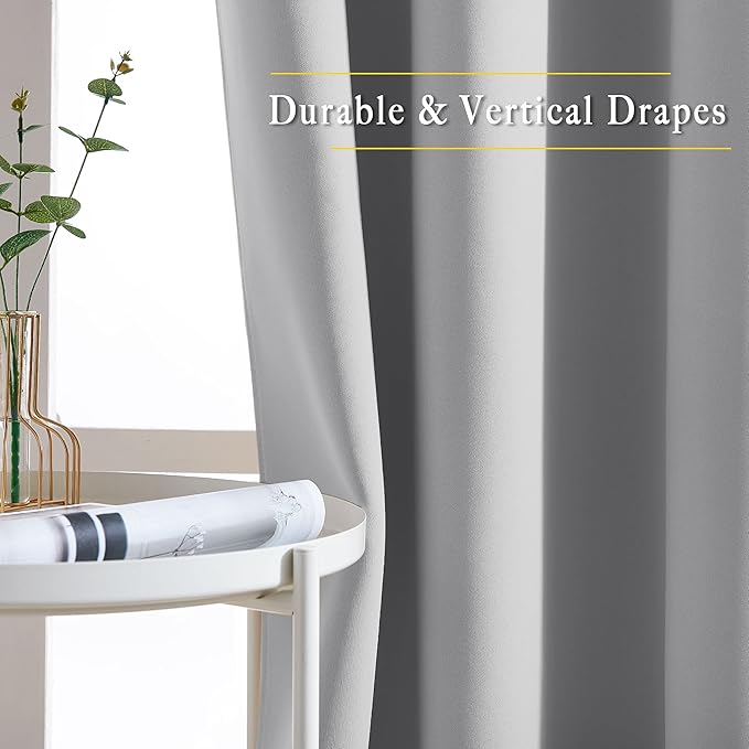 NICETOWN Silver Grey Blackout Curtains 63 inches Long - Image 5