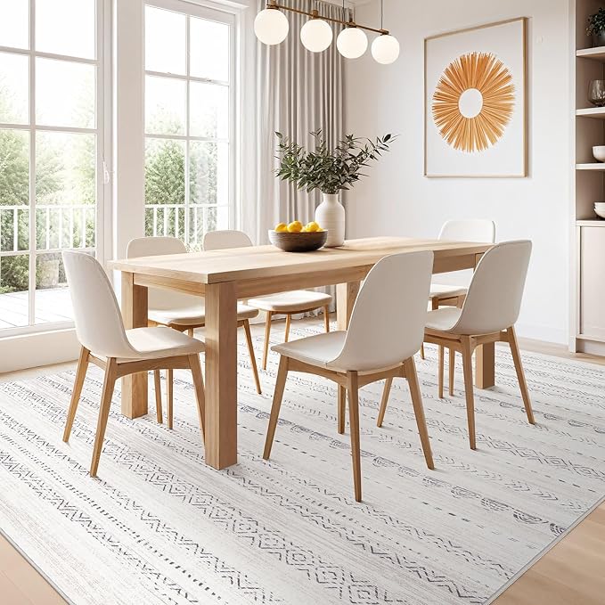Nakagishi 10x12 Area Rug Living Room: Washable Boho Large Neutral Soft - Image 6