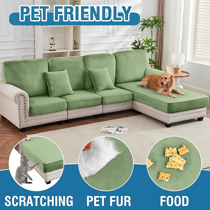 Couch Cover Stretch Velvet Sofa Cushion Cover 1-Piece - Image 4