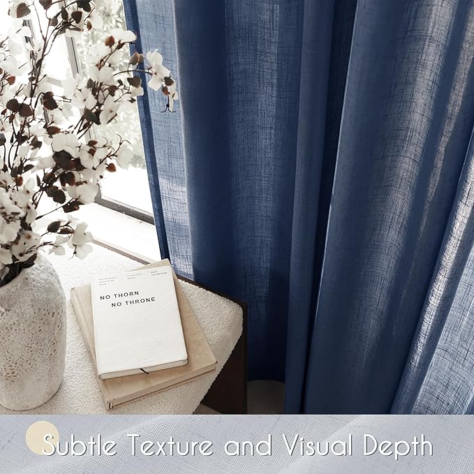 Navy Blue Curtains 108 inch Length - Image 3