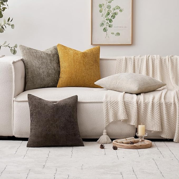 MIULEE Pack of 2 Lumbar Couch Throw Pillow Covers 20x12 Inch Neutral Gold - Image 2