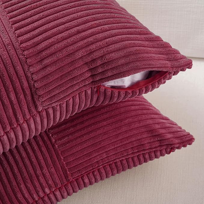 Fancy Homi 2 Packs Burgundy Big Decorative Throw Pillow Covers 24x24 Inch - Image 4