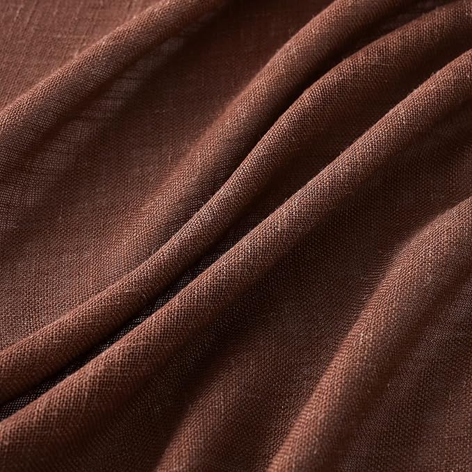 MIULEE Chocolate Brown Linen Curtains 90 Inch Long - Image 4