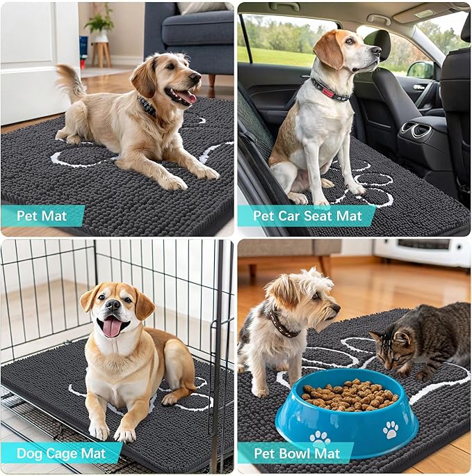 OLANLY Dog Door Mat for Muddy Paws 47x32, Paw Print Design, Absorbs Moisture - Image 7