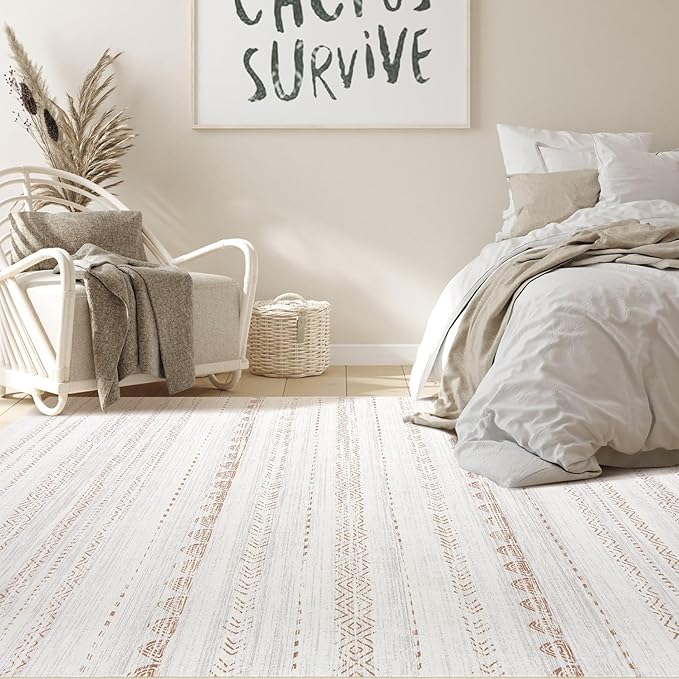 Nakagishi 10x14 Area Rugs Living Room: Washable Boho Large Neutral Modern Soft - Image 6