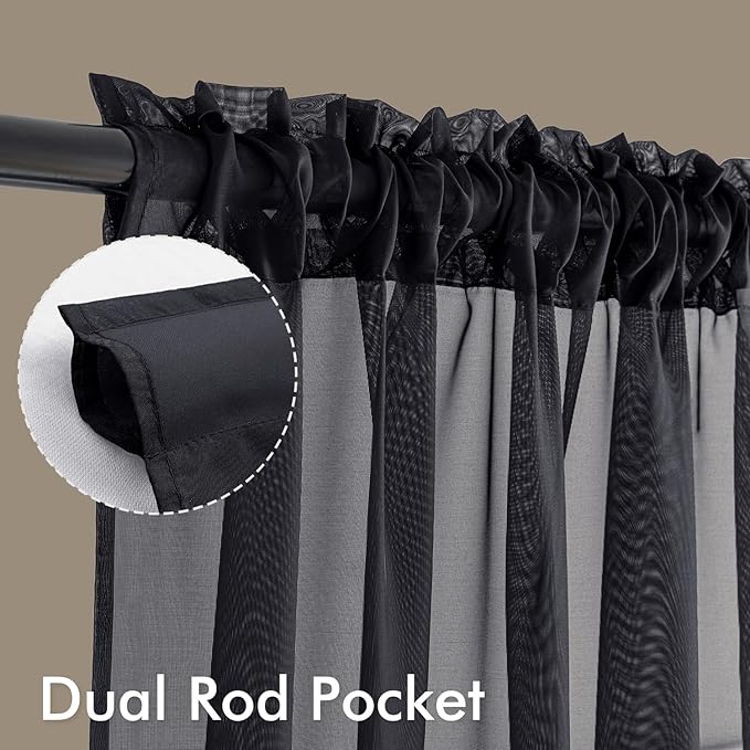 MIULEE Black Curtains 24 Inch Length - Image 3