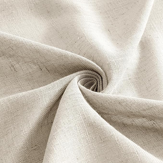 MIULEE Cream Linen Curtains 54 Inch Length 2 Panels - Image 8