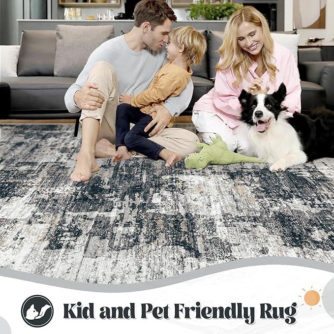 XLUEZ 8x10 Area Rugs for Living Room, Washable Modern Abstract Large Area Rug - Image 3