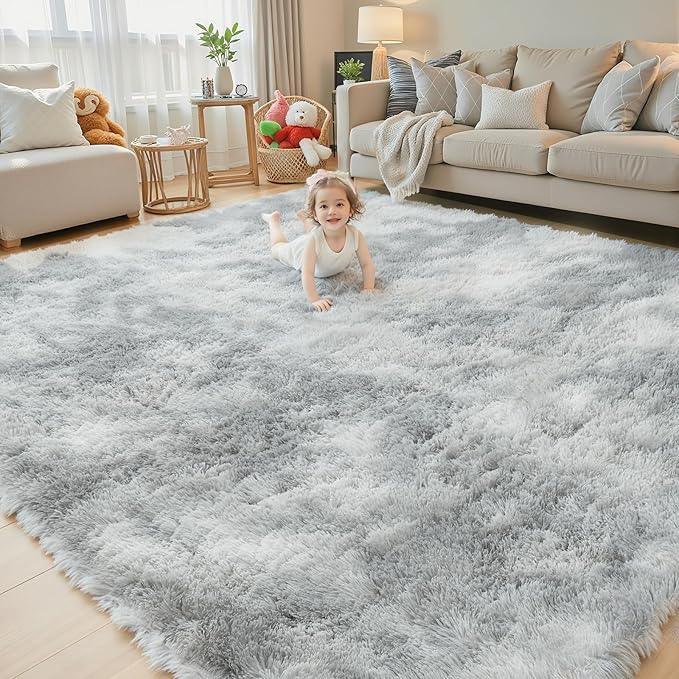 8x10 Area Rugs for Living Room Bedroom, Large Area Rug Shag Shaggy Carpet Soft by Junhejiamei