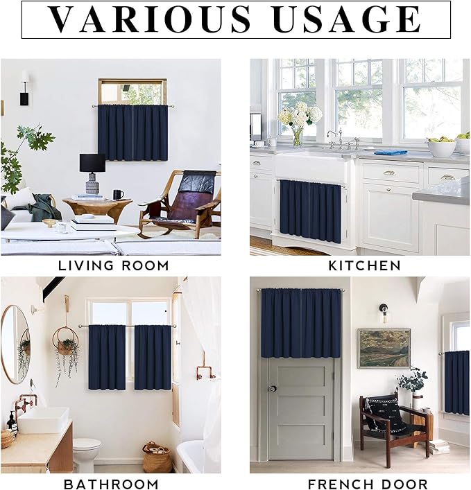 RYB HOME Blackout French Door Window Curtain Covering, Rod Pocket Thermal - Image 7