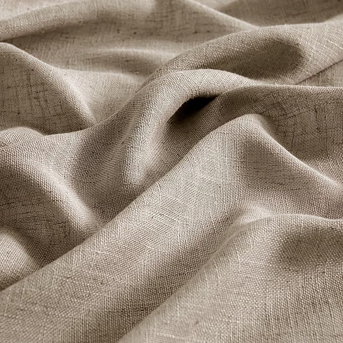 MIULEE Taupe Grey Linen Curtains 108 Inches Long 2 Panels - Image 4