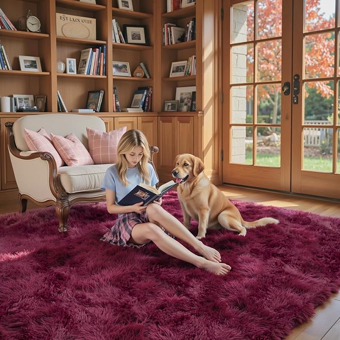 Area Rugs 9x12 Living Room, Shaggy Carpet Soft Plush Furry Bedside Rug Large - Image 6