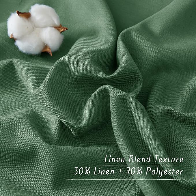 NICETOWN Flax Olive Green Linen Curtains - Image 3