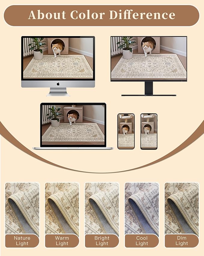 Madane Washable Area Rug 2x3, Small Entryway Rug Non-Slip Vintage Door Mat - Image 9