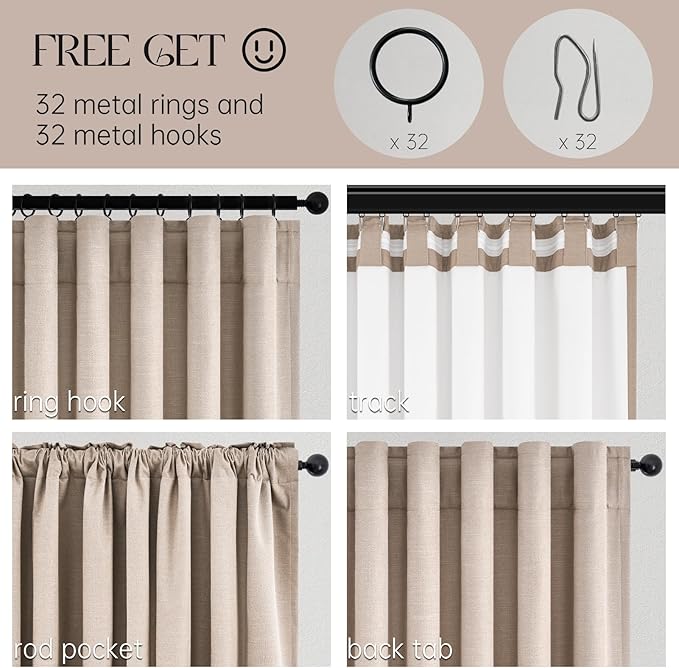 102 inch long Linen blackout curtains - Image 3