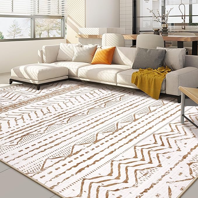 Nakagishi 7x9 Area Rugs Living Room: Washable Boho Large Neutral Soft Farmhouse by NakagishiAreaRug