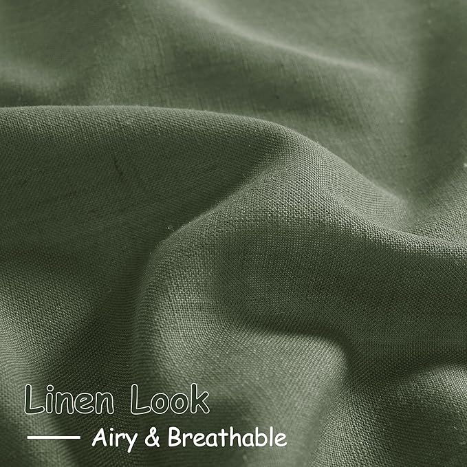136 Inch Extra Long Curtain for Floor to Ceiling High Window Olive Green Linen - Image 4