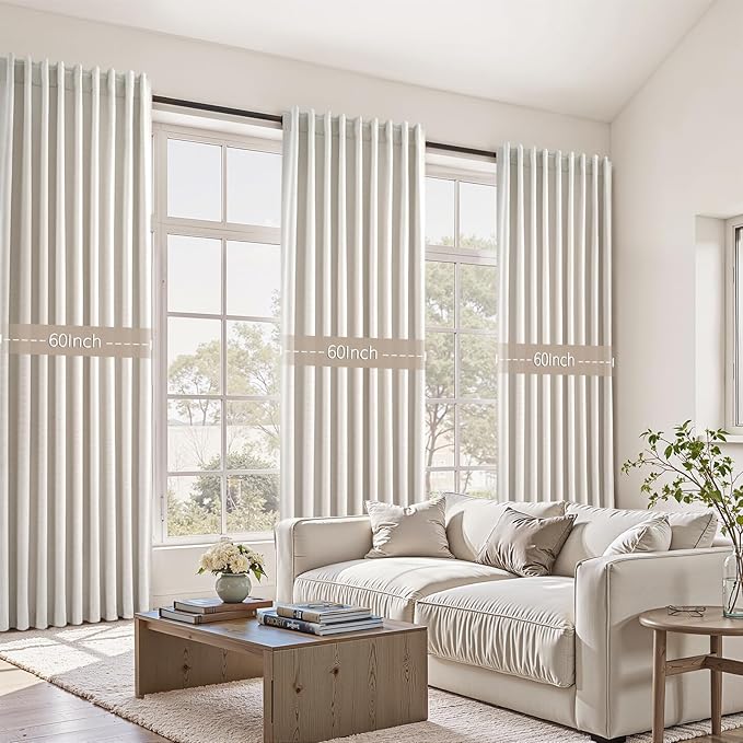 60 Inches Extra Wide Natural Linen Blackout Curtains 84 Inch Length - Image 3