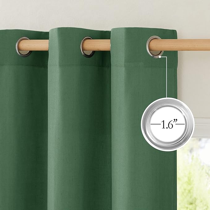 NICETOWN Flax Olive Green Linen Curtains - Image 4