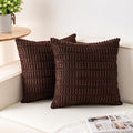 Pack of 2 Corduroy Decorative Throw Pillow Covers 20x20 InchSoft Boho Striped by Unknown