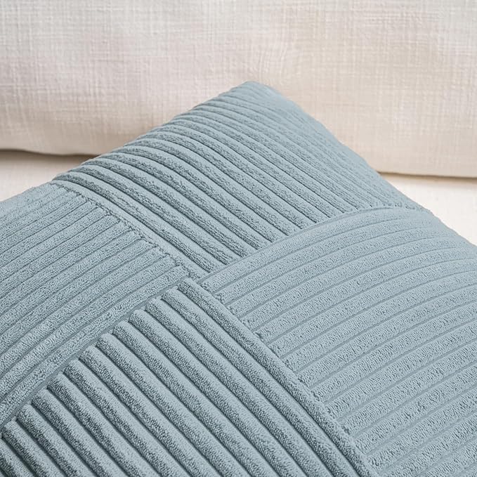 Fancy Homi Set of 2 Light Blue Euro Decorative Throw Pillow Covers 26x26 Inch - Image 4