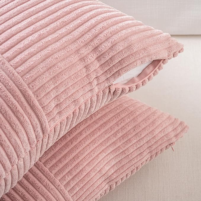 Fancy Homi 2 Packs Blush Pink Lumbar Decorative Throw Pillow Covers 12x20 Inch - Image 4
