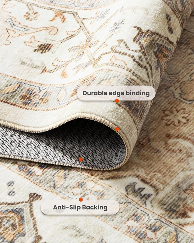 AMADA HOMEFURNISHING Round 5ft Area Rugs, Low-Profile Washable Rug - Image 6