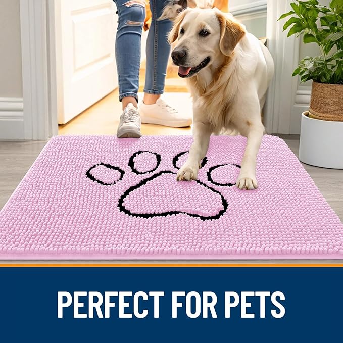 OLANLY Dog Door Mat for Muddy Paws 48x30, Paw Print Design, Absorbs Moisture - Image 6
