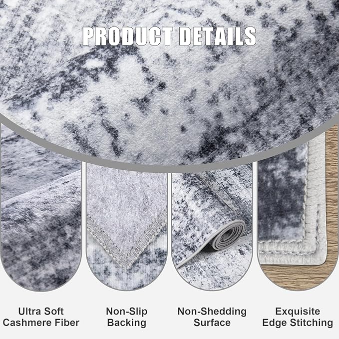 10x14 Area Rug Living Room Rug: Washable Modern Abstract Soft Thin Rug Indoor - Image 6