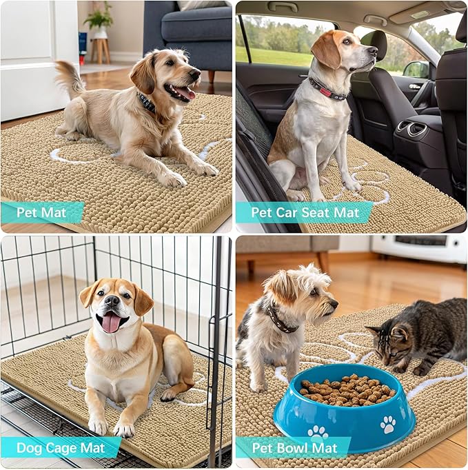 OLANLY Dog Door Mat for Muddy Paws 59x35, Paw Print Design, Absorbs Moisture - Image 7