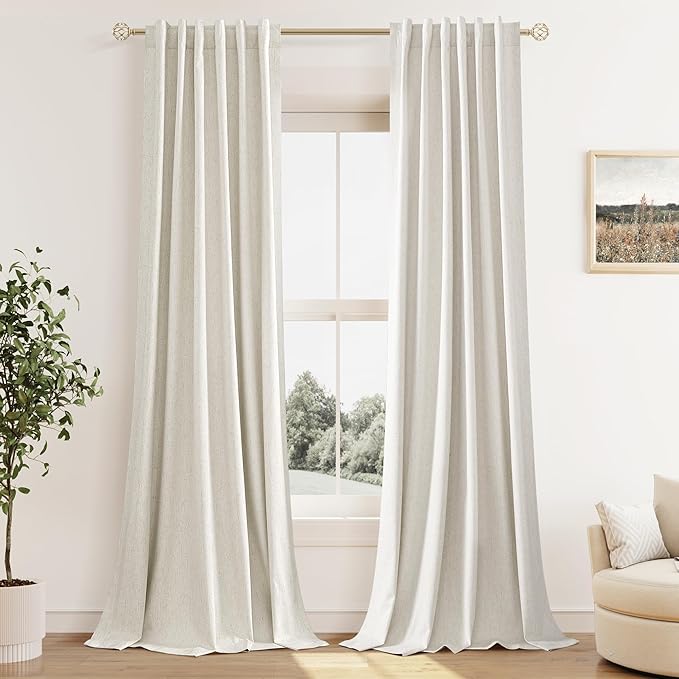 Guken Cream 100% Blackout Cream Linen Curtains 52 Inch Wide by 106 Inch 2 by Guken