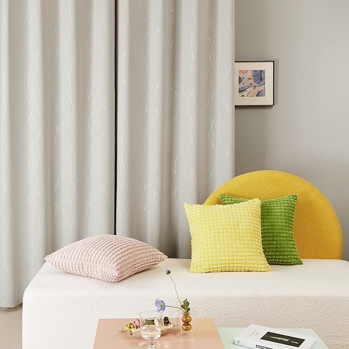Deconovo Beige Curtains for Living Room, Room Darkening Soundproof Drapes - Image 3