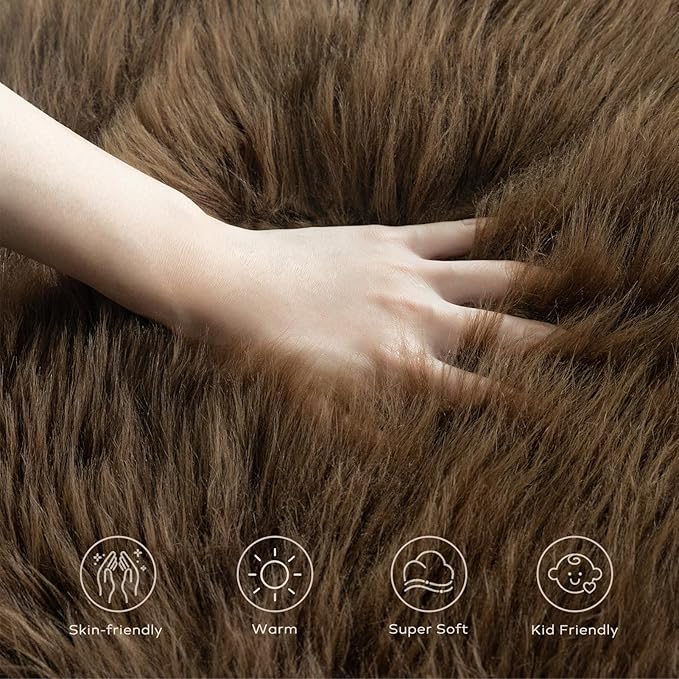 Ashler Faux Fur Rug, Fluffy Shaggy Area Rug, Ultra Soft 2 x 3 Feet Sheepskin Fur - Image 7