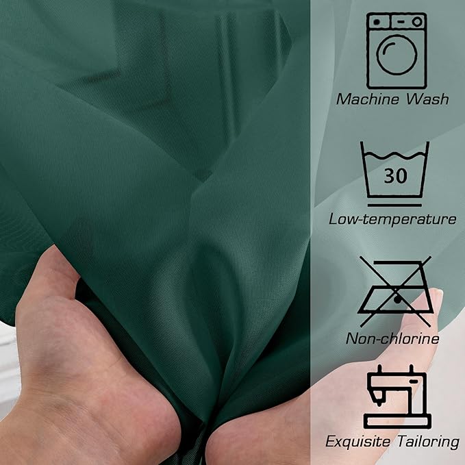Simplebrand Hunter Green Sheer Curtains 63 Inch Length 2 Panels, Rod Pocket - Image 7