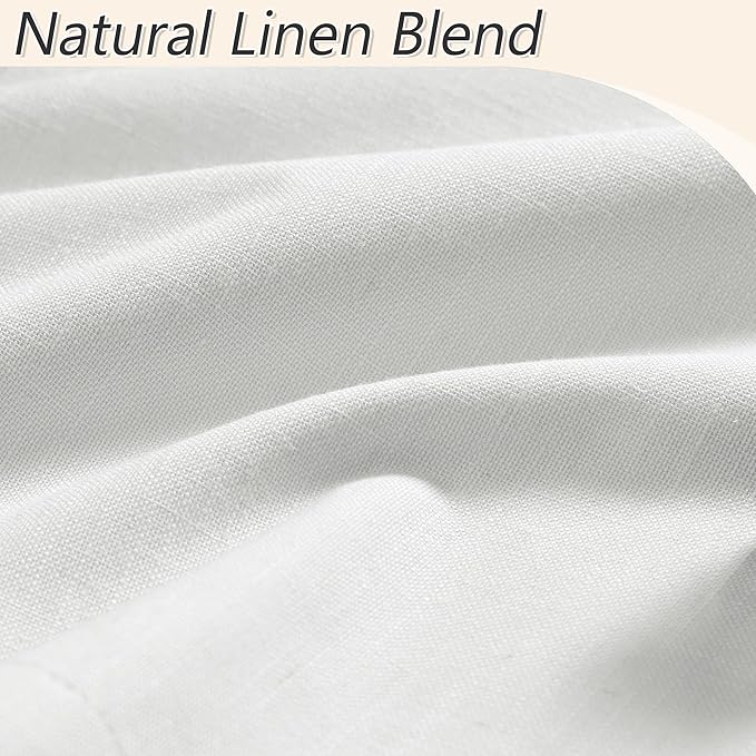 Guken White 100% Blackout Linen Curtains 120 Inch Length 2 Panels Set - Image 3