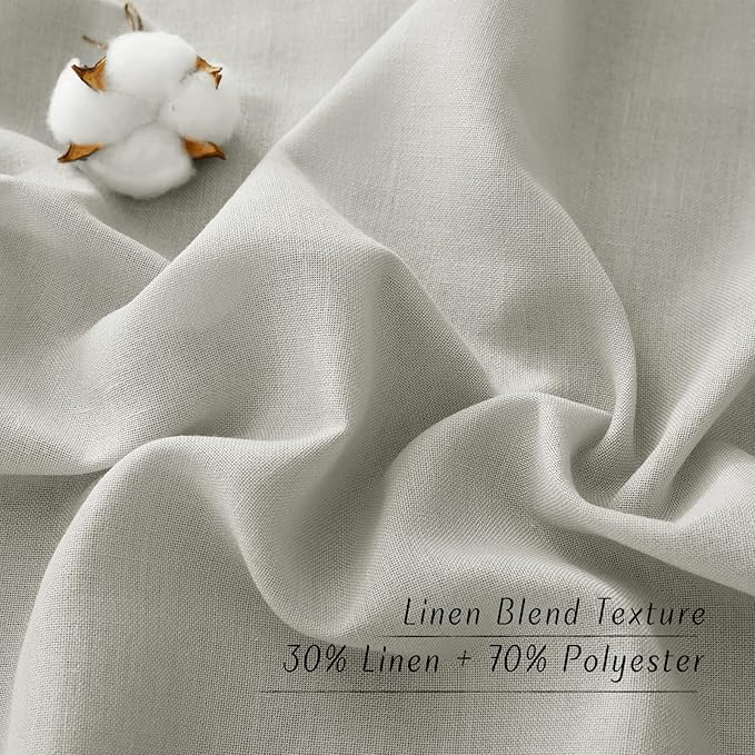 NICETOWN Linen Gray Curtains for Windows, Grommet Top Thick Flax Semi Sheer - Image 4