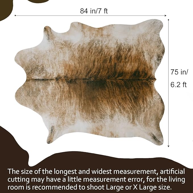 AROGAN Western Decor Faux Fur Cowhide Rug, 7 x 6.2 Feet Premium Animal Skin Cow - Image 2