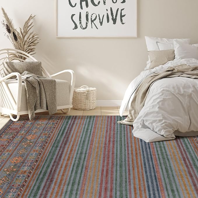 Nakagishi 6X9 Area Rugs Living Room: Washable Large Vintage Rug Neutral - Image 7