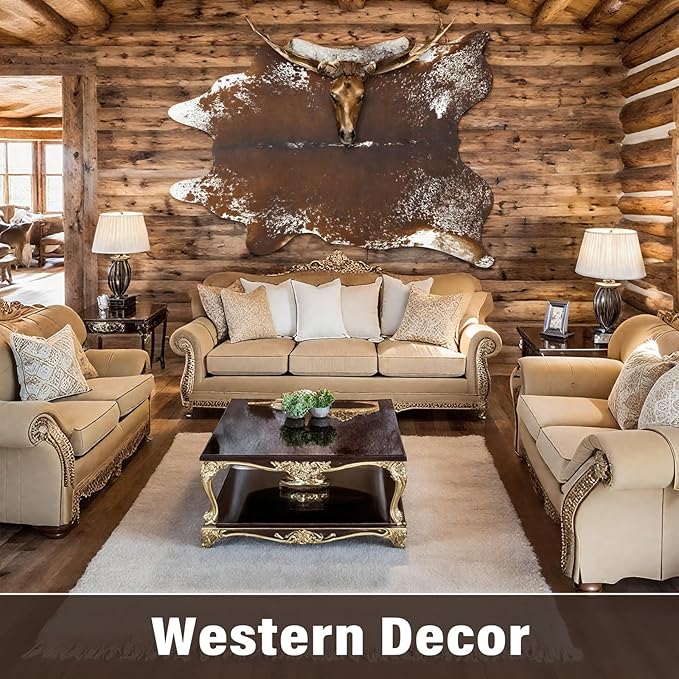 AROGAN Western Decor Faux Fur Cowhide Rug, 6.2x7 Feet Premium Animal Skin Cow - Image 5