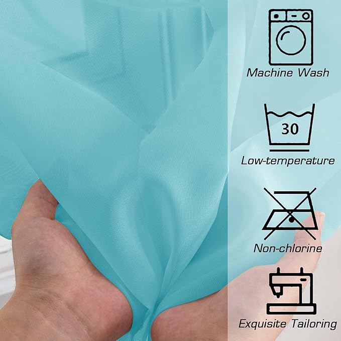 OWENIE Aqua Kitchen Sheer Curtains - Image 5