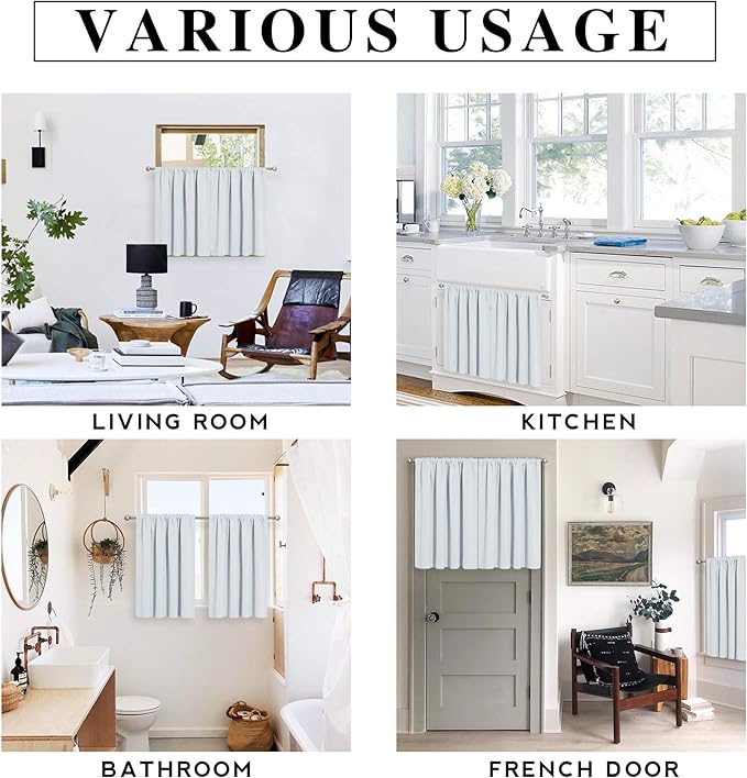 RYB HOME Basement Bathroom Kitchen Cafe Privacy Curtains, Short Insulating - Image 7
