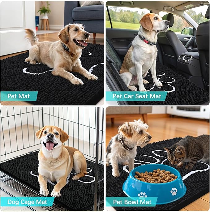 OLANLY Dog Door Mat for Muddy Paws 47x20, Paw Print Design, Absorbs Moisture - Image 7