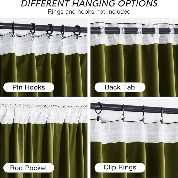 RYB HOME Green Velvet Curtains 72 inches - Image 4