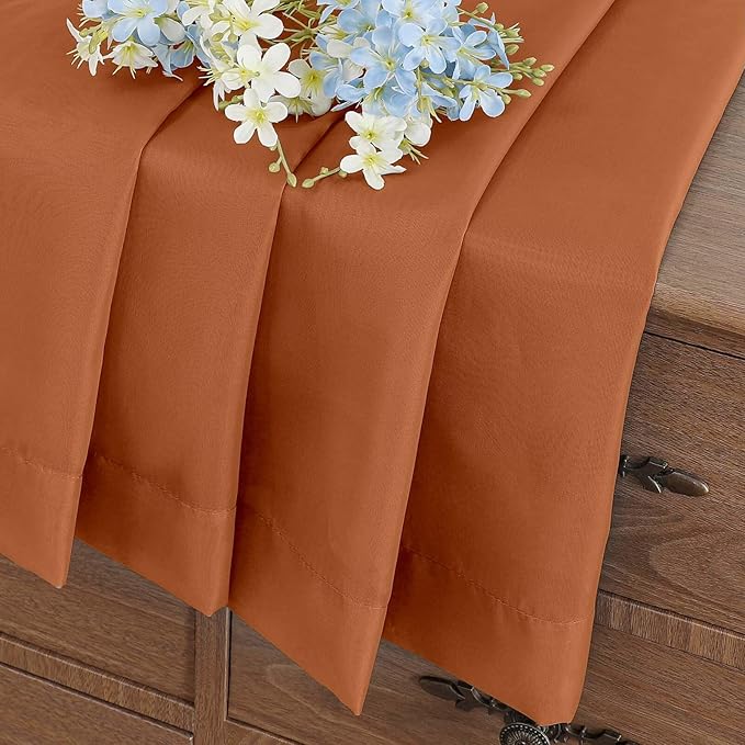 Orange Valances for Windows 14 inch Length 2 Panels Set, Small Voile Sheer - Image 6