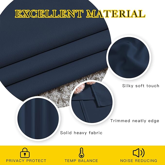 NICETOWN Blackout Navy Curtains & Drapes 48 inch Long - Image 4