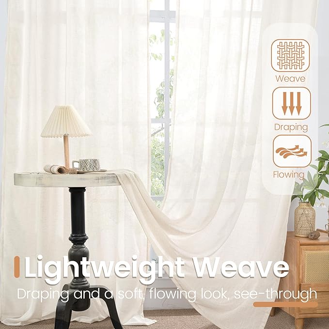 BGment 96 Inches Long Linen Curtains - Image 5