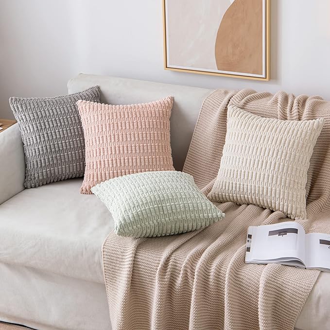 MIULEE Pack of 2 Corduroy Decorative Throw Pillow Covers 12x12 Inch Soft Boho - Image 4