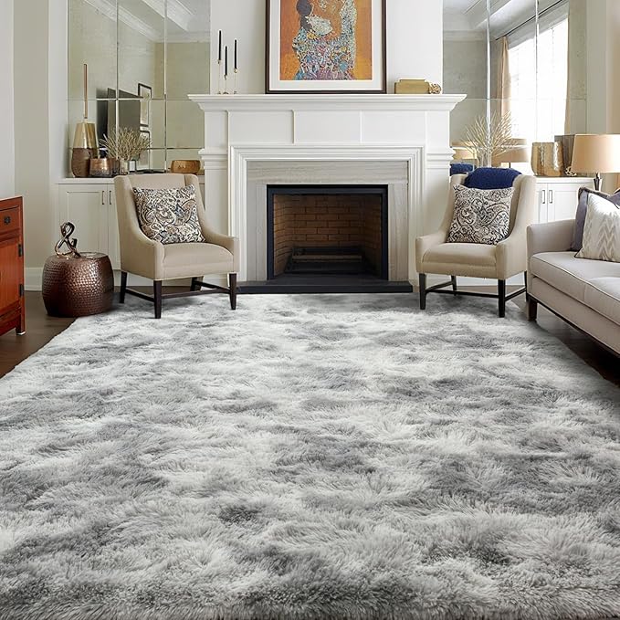 9x12 Ft Extra Large Shag Rugs for Living Room, Tie Dyed Ultra Soft Fluffy Furry by Cuzwlovita