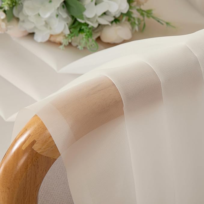 Chyhomenyc Cream Sheer Curtains 120 Inches Long - Image 3